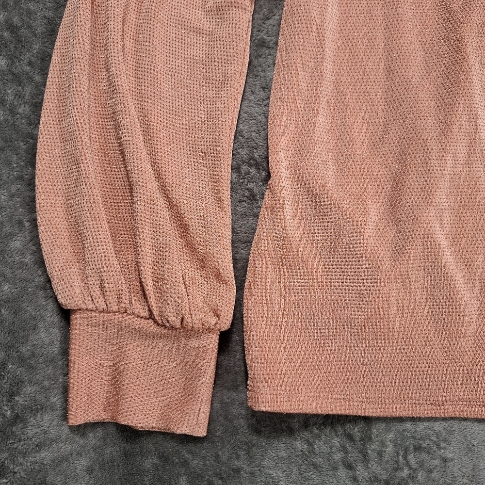 Adrianna Papell Long Sleeve Blouse Women's Size Large Faux Wrap blush/rose color - Picture 5 of 13